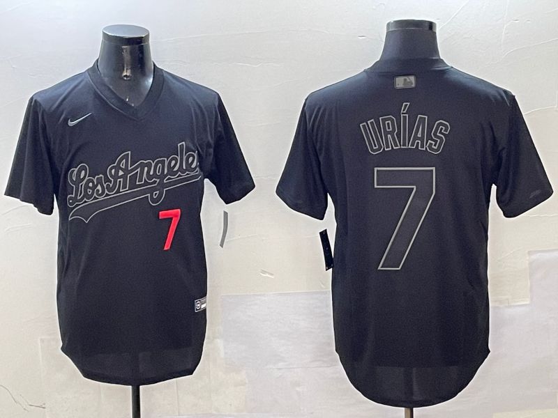 Men Los Angeles Dodgers #7 Urias Black Fashion Game 2025 Nike MLB Jersey style 3185->women mlb jersey->Women Jersey